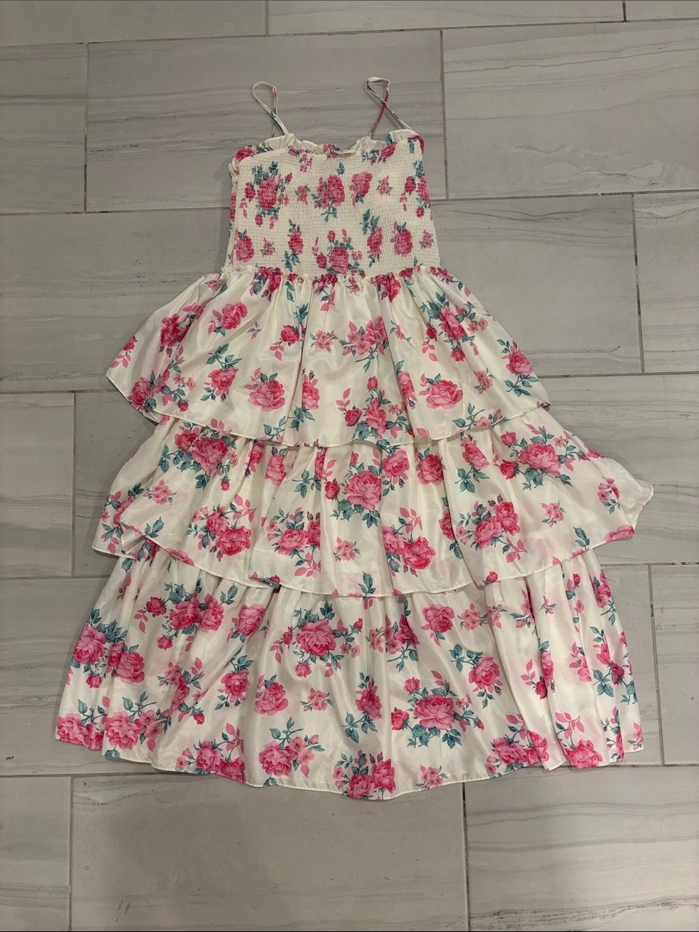 Loveshack Fancy x Target Elise Tiered Floral Smocked Ruffle Dress